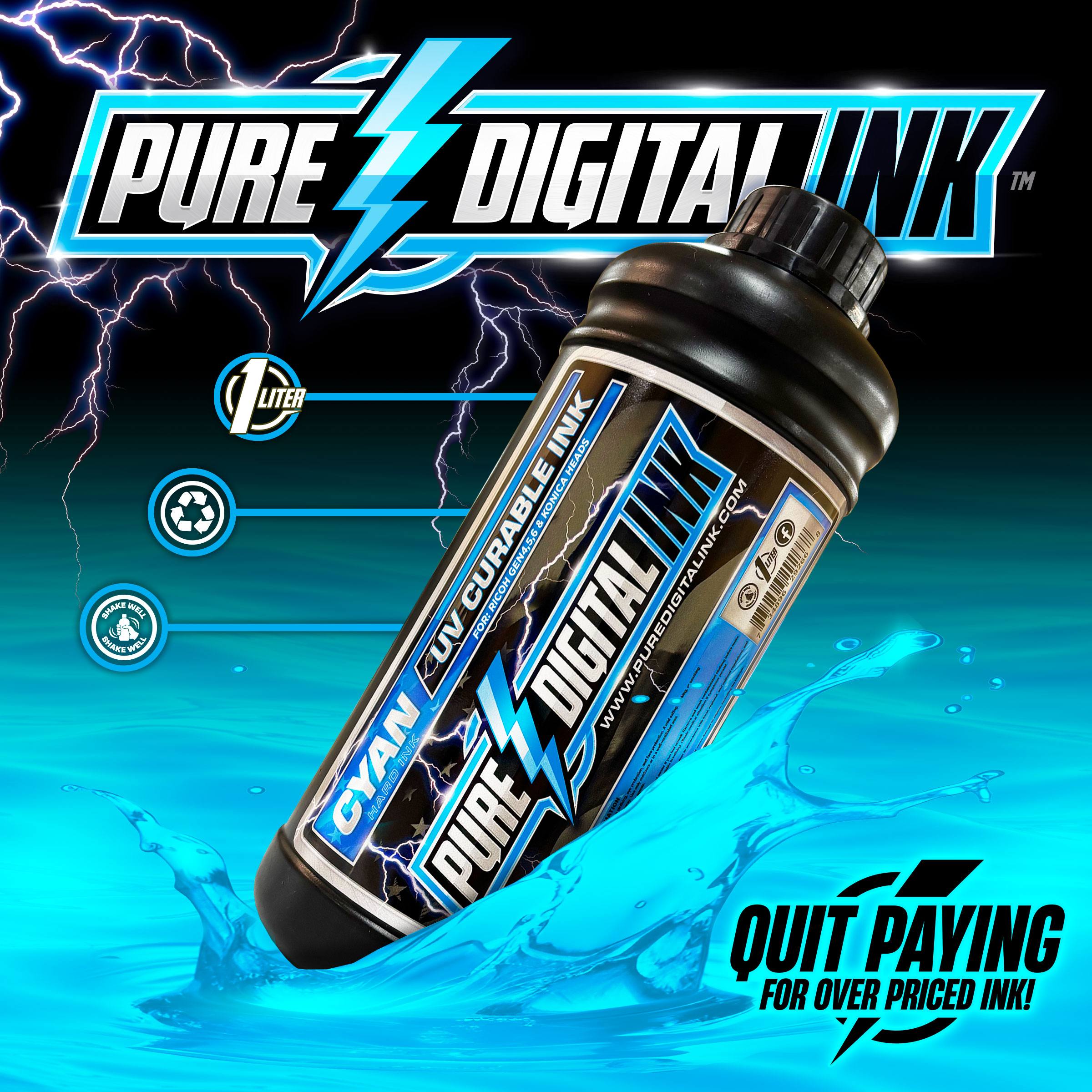 Pure Digital Ink Cyan 1 Liter product image 2