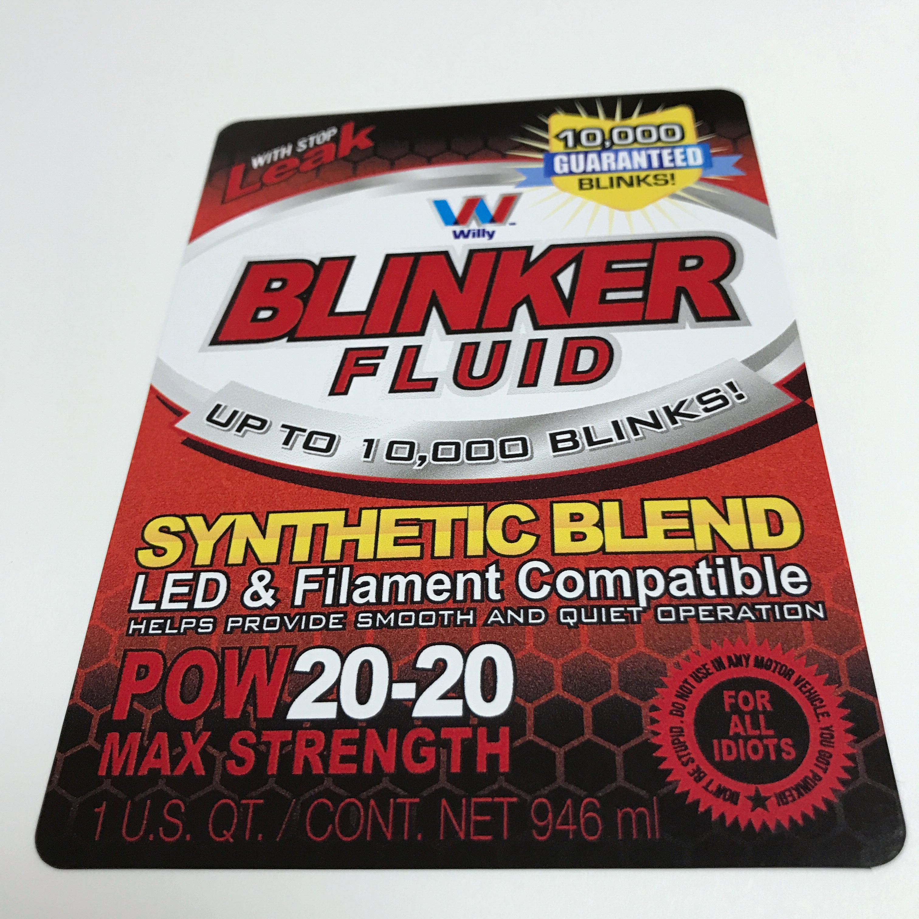 Blinker Fluid sticker shown on a clean white background